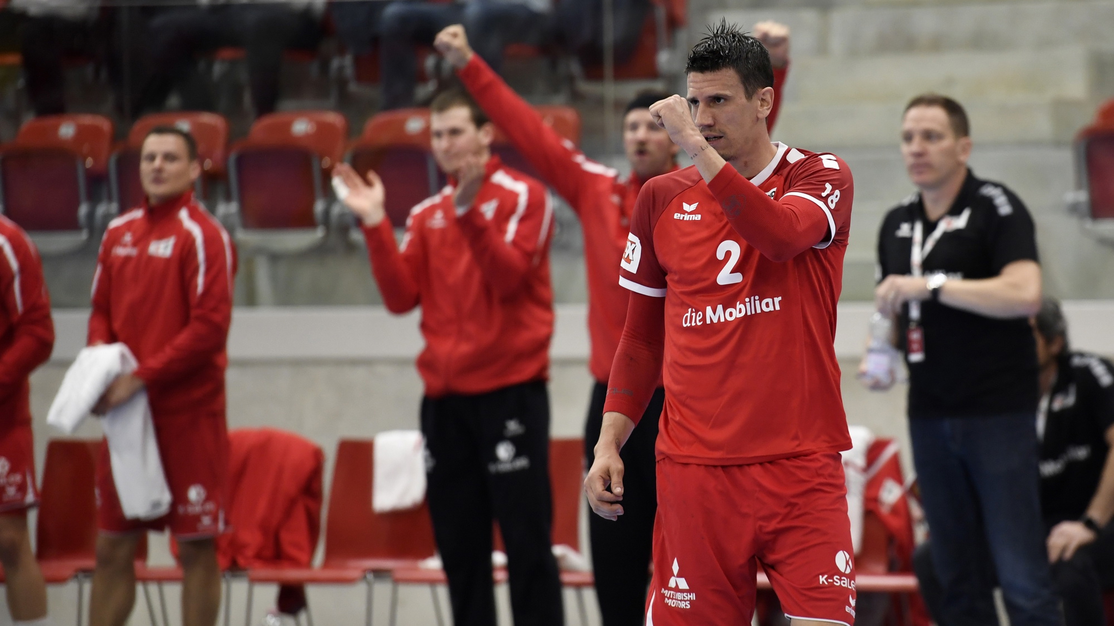 Andy Schmid ballt im Spiel gegen Dänemark die Faust. (Alexander Wagner)