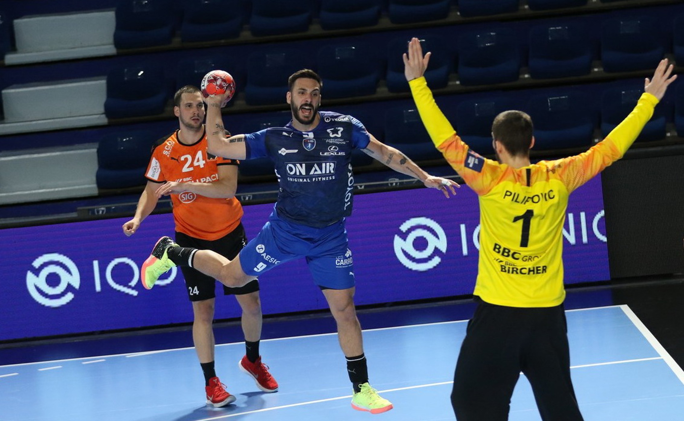 Hugo Descat (am Ball) und Kristian Pilipovic waren zwei Schlüsselspieler im Hinspiel (zVg)