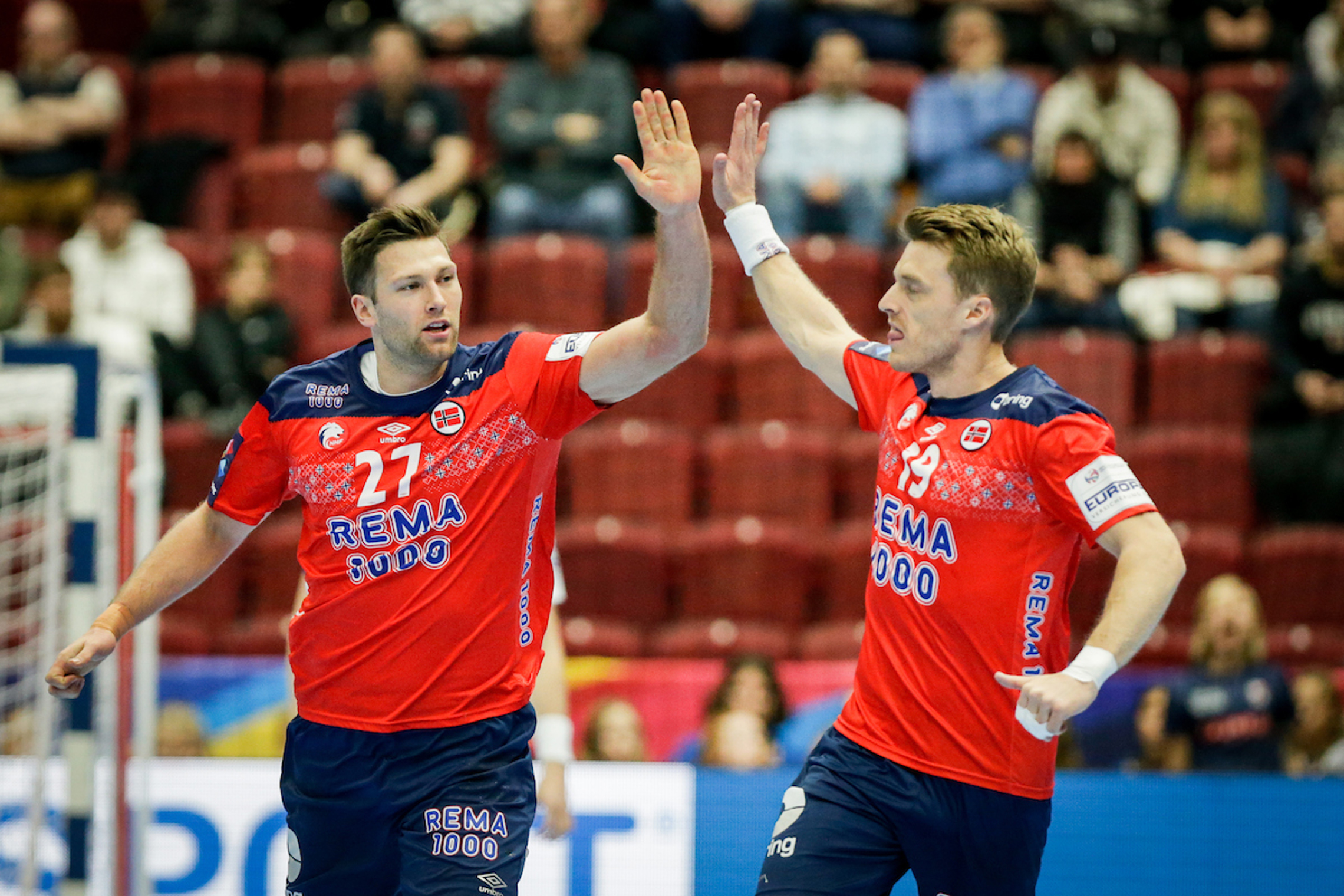 Harald REINKIND (27), Kristian BJORNSEN (19) at the Men’s EHF EURO 2020 Sweden, Austria, Norway - 21.1.2020, Mandatory Credit © Anze Malovrh / kolektiff